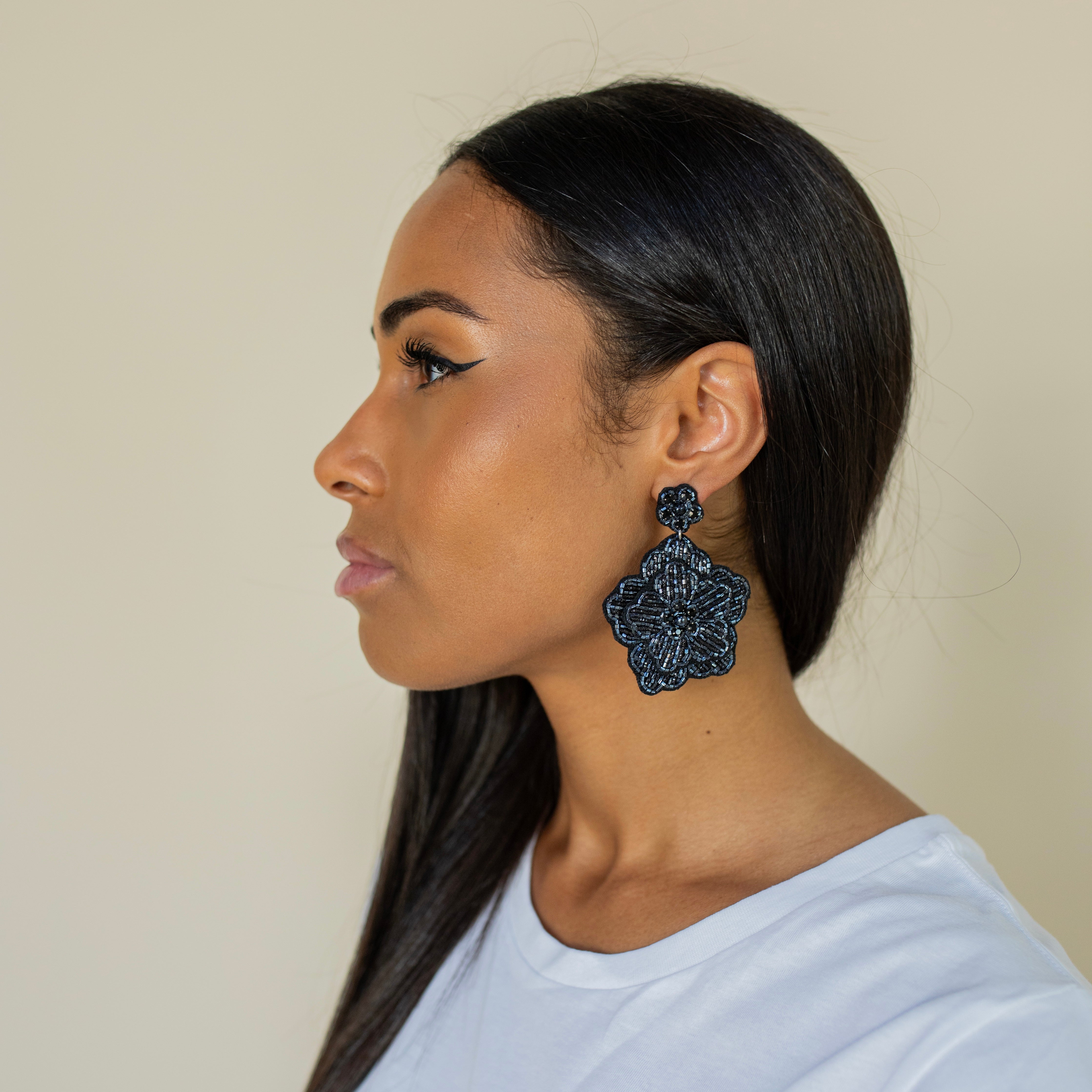 Boucles d'oreilles brodées Perlées Divya