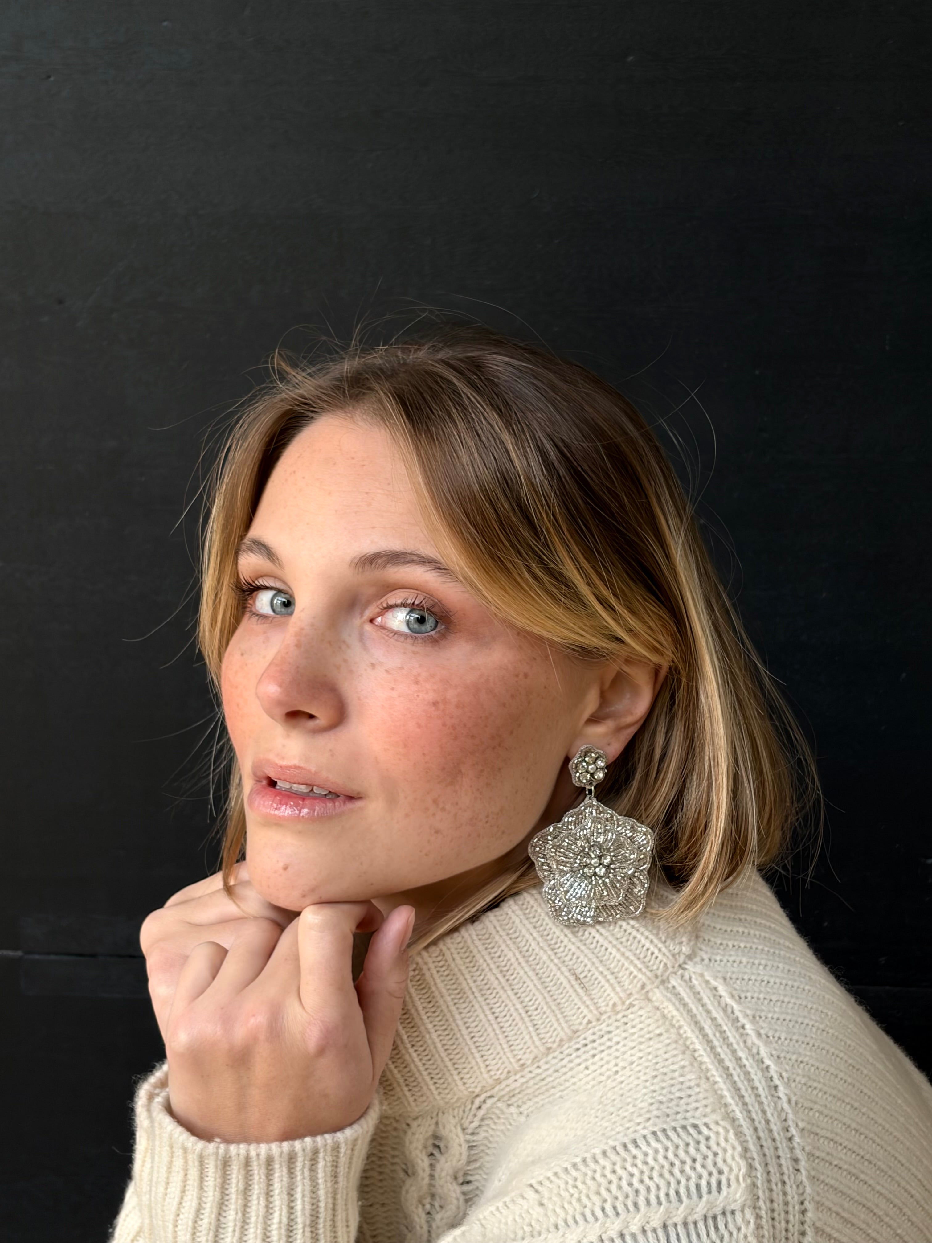 Boucles d'oreilles brodées Perlées Divya