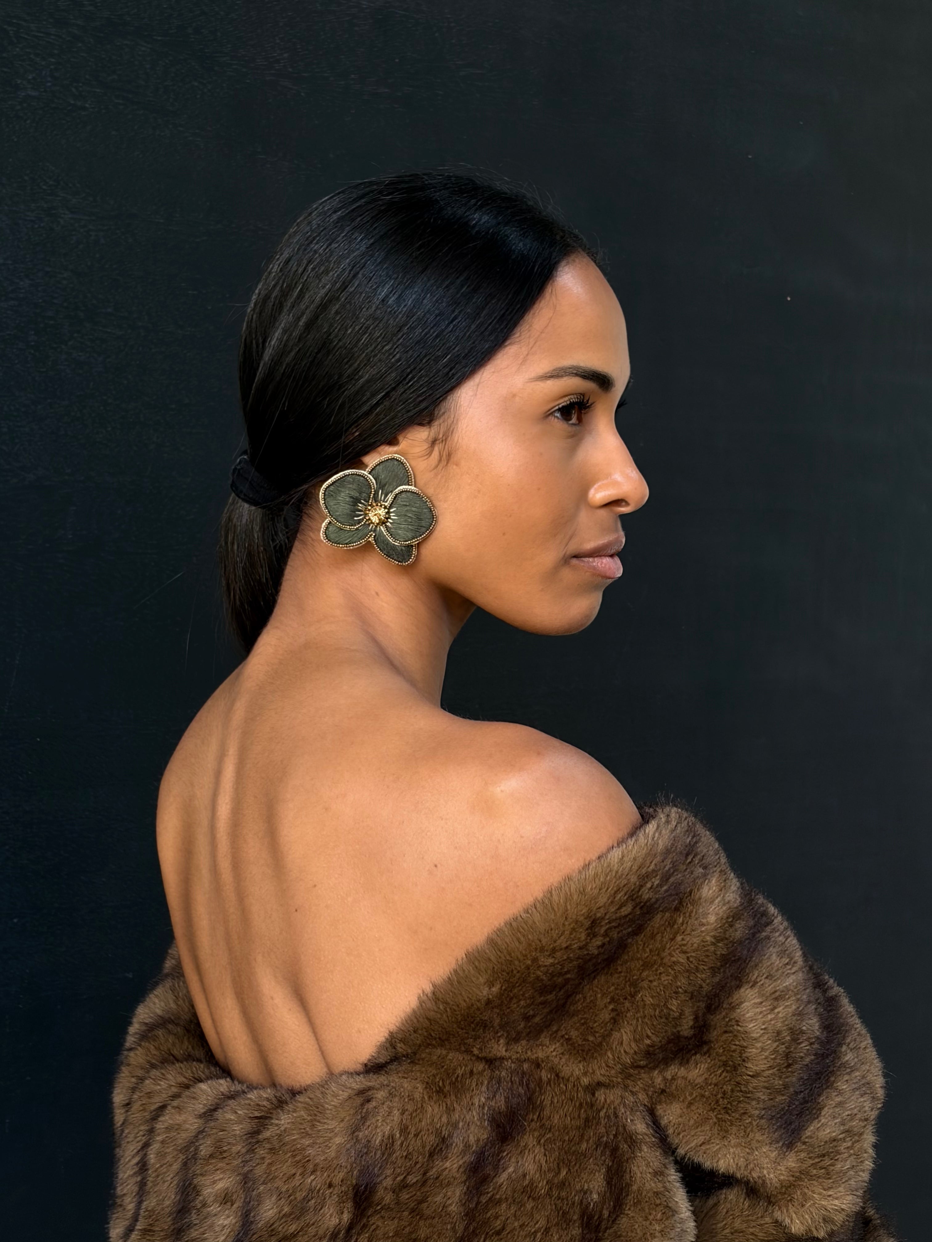 Boucles d'oreilles brodées Perlées ALMA