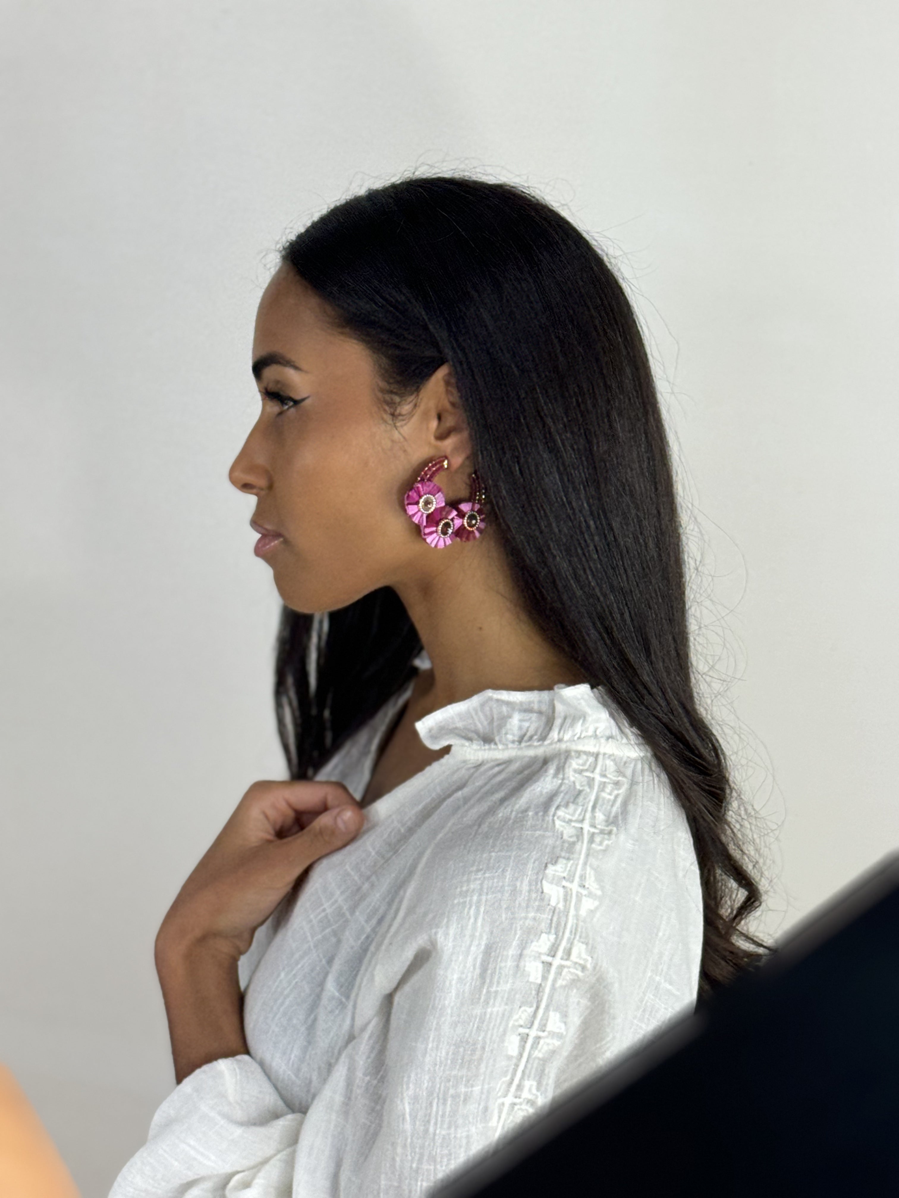 Boucles d'oreilles brodées Perlées Java