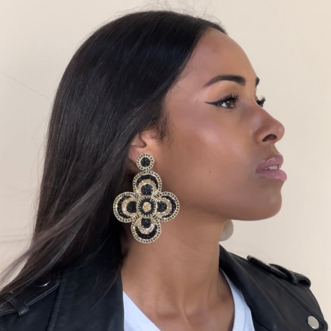 Boucles d'oreilles brodées Perlées Prisca