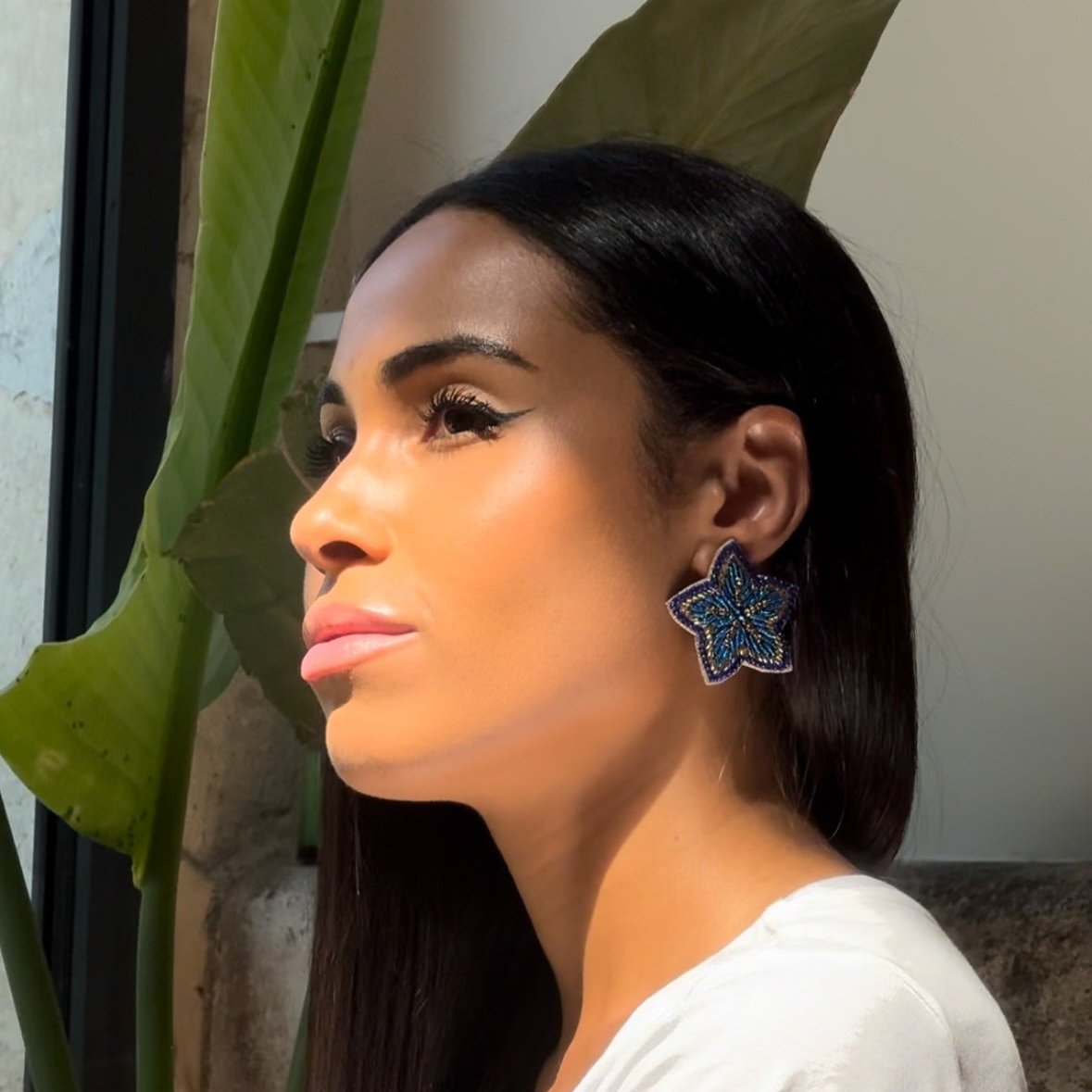Boucles d'oreilles brodées Perlées Soléa