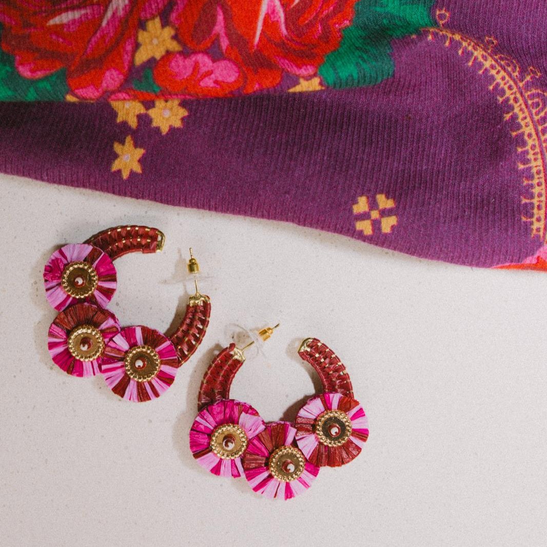 Boucles d'oreilles brodées Perlées Java