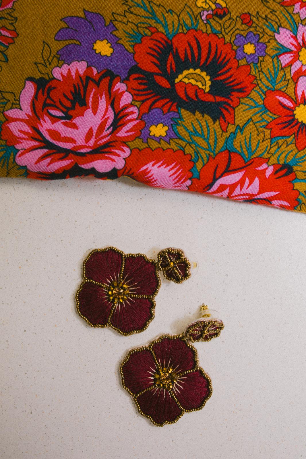 Boucles d'oreilles brodées Perlées Philippa
