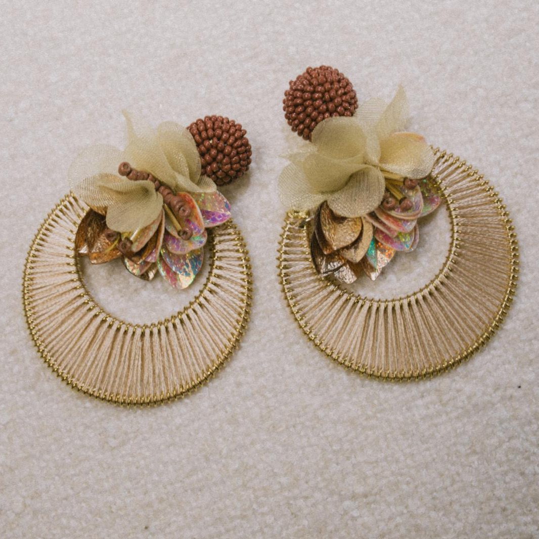 Boucles d'oreilles brodées Perlées Veronica