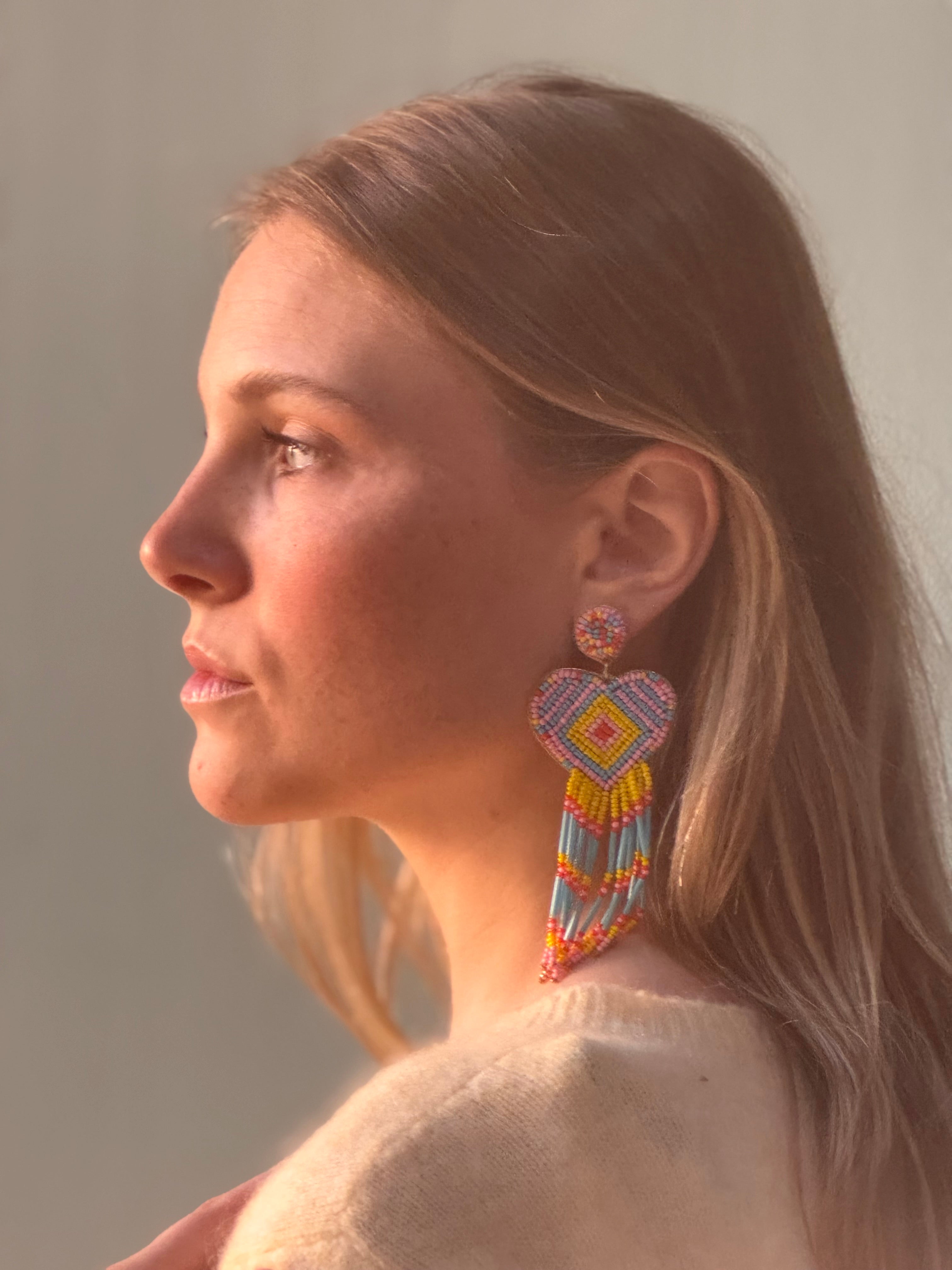 Boucles d'oreilles brodées Perlées JULIA