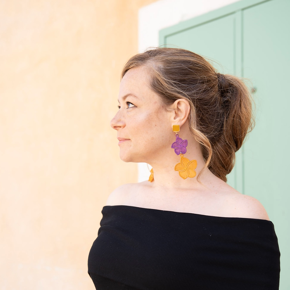 Boucles d'oreilles brodées personnalisées