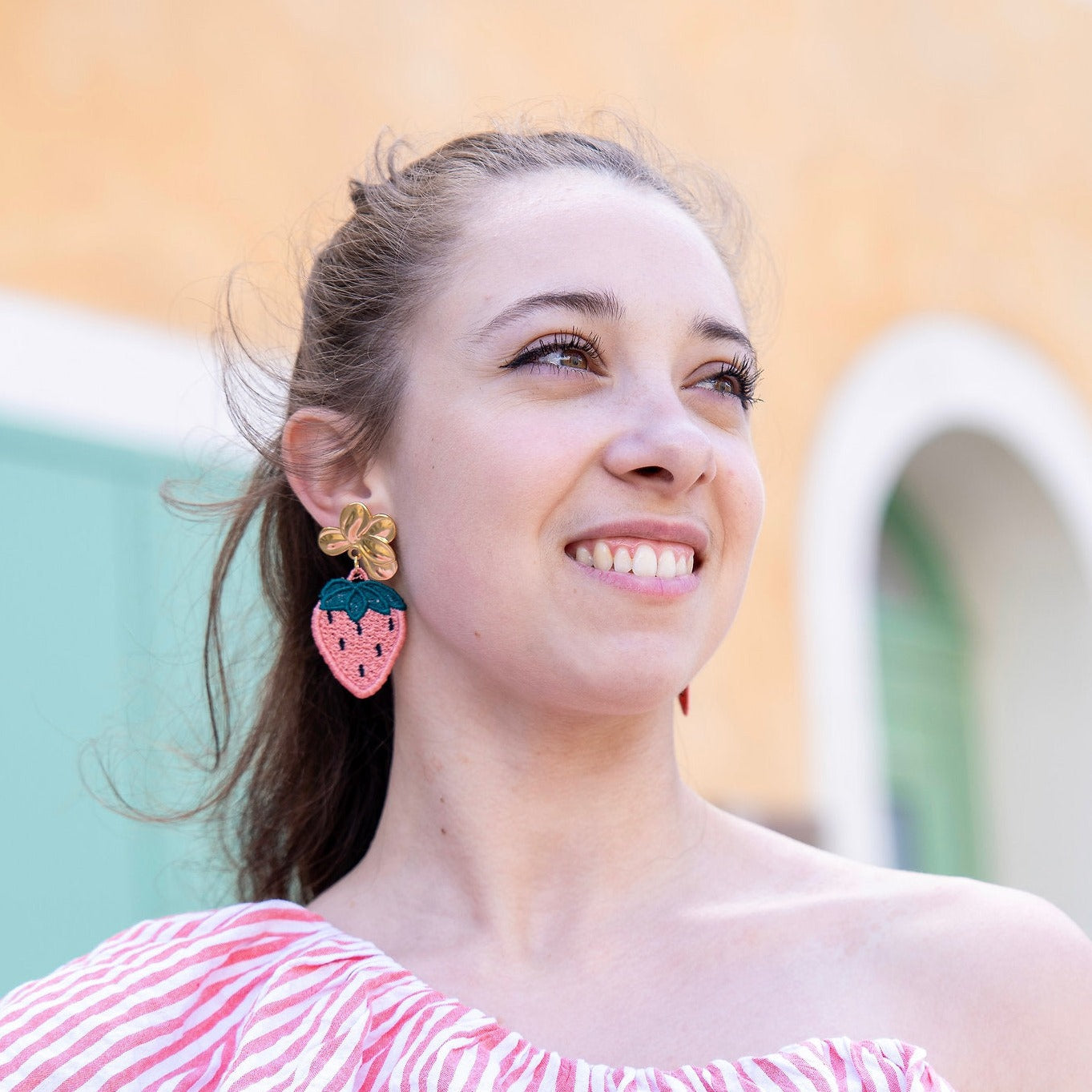 Boucles d'oreilles brodées Fraises 🍓