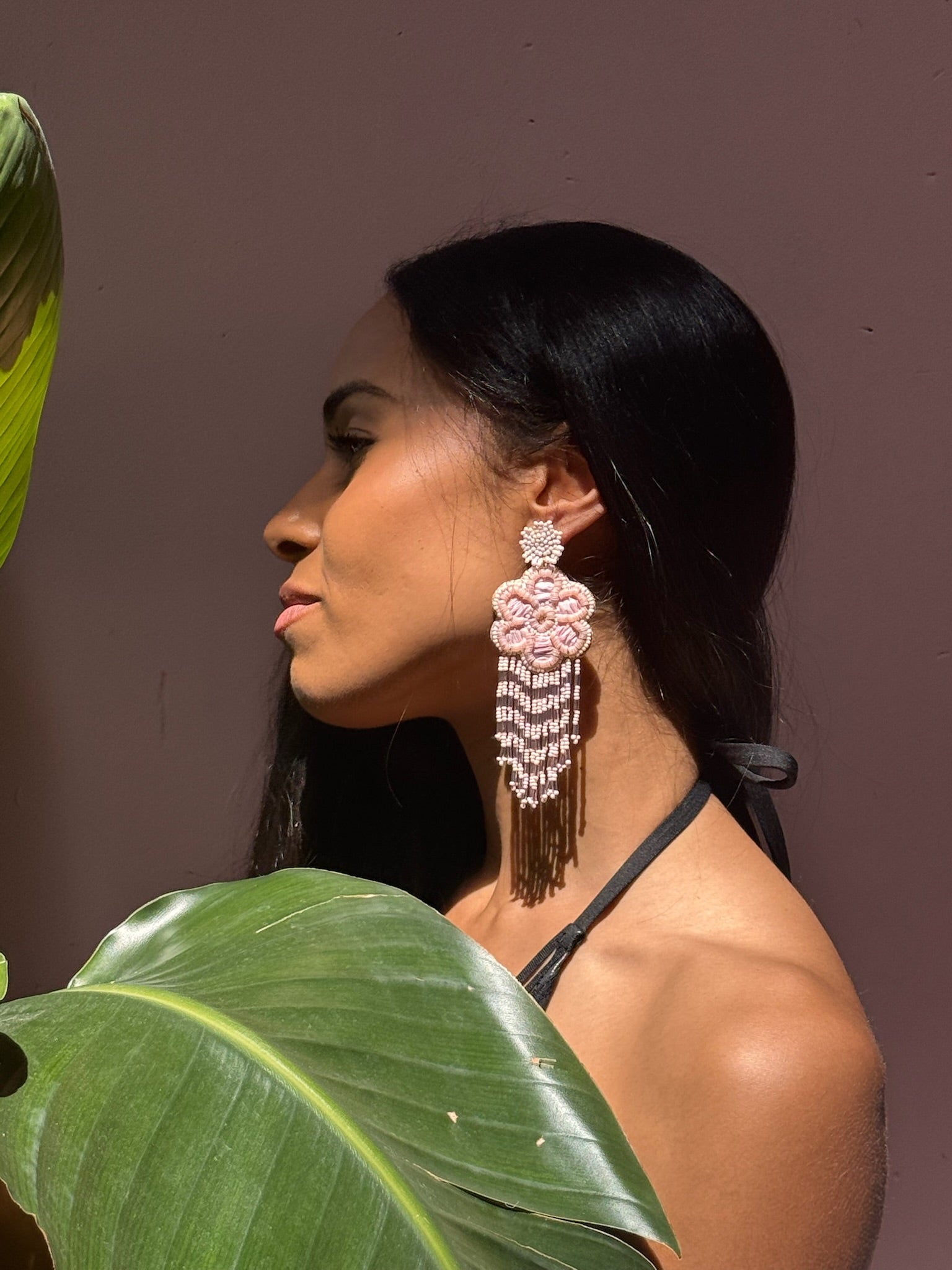 Boucles d'oreilles brodées Perlées ROSY