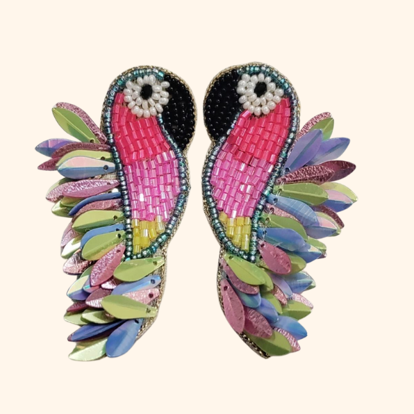 Boucles d'oreilles brodées Perlées ASHA