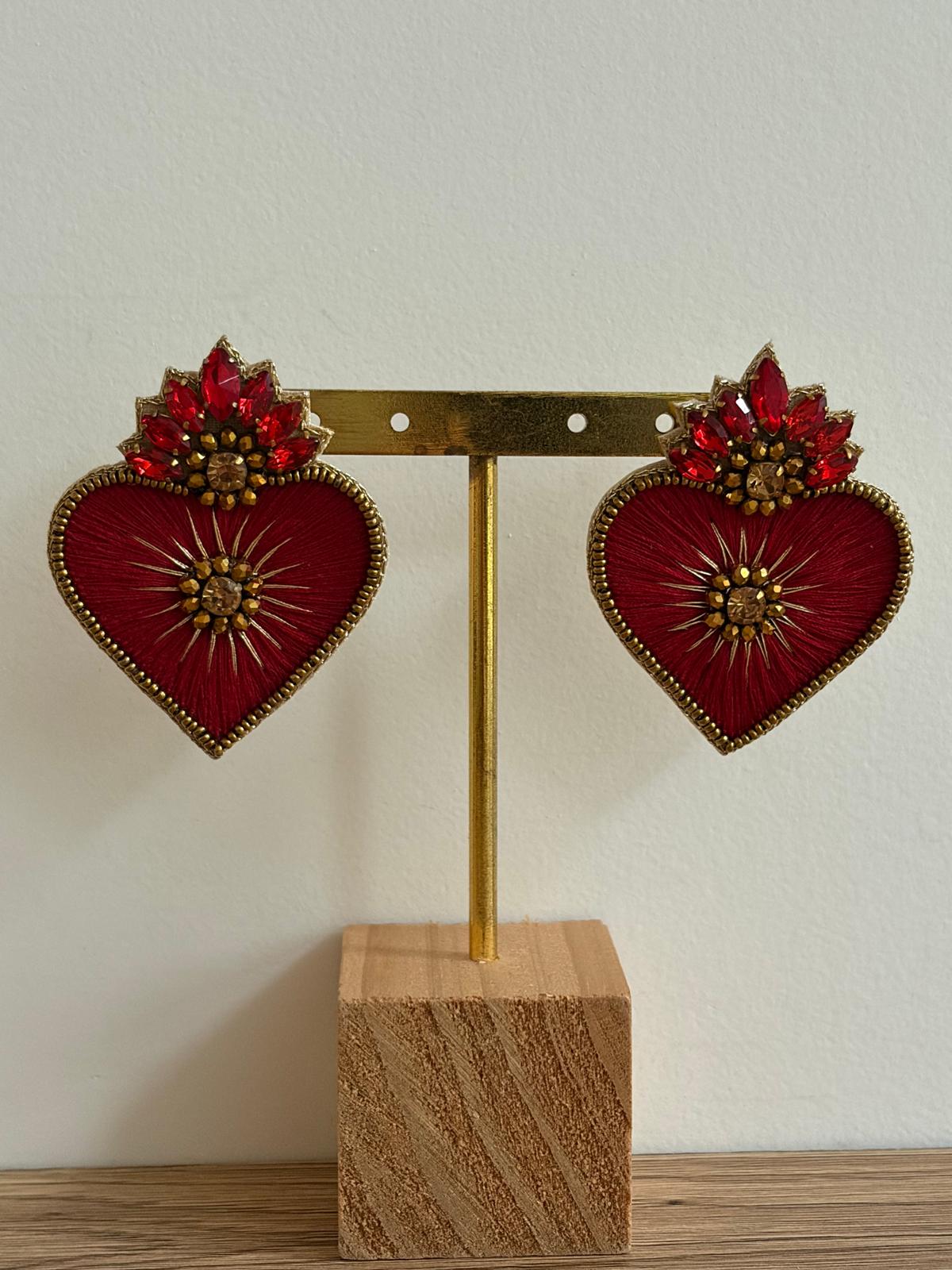 Boucles d'oreilles brodées Perlées CARITAS