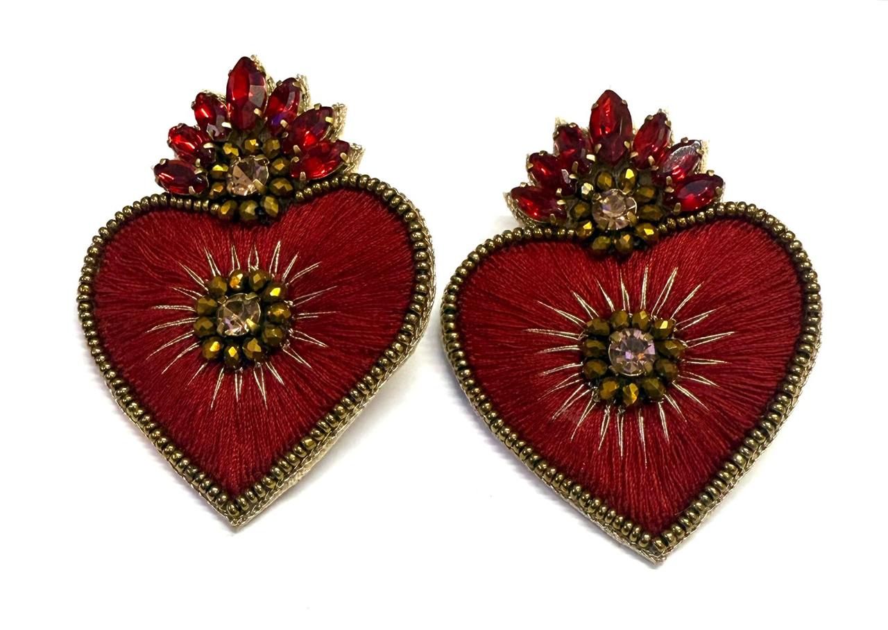 Boucles d'oreilles brodées Perlées CARITAS