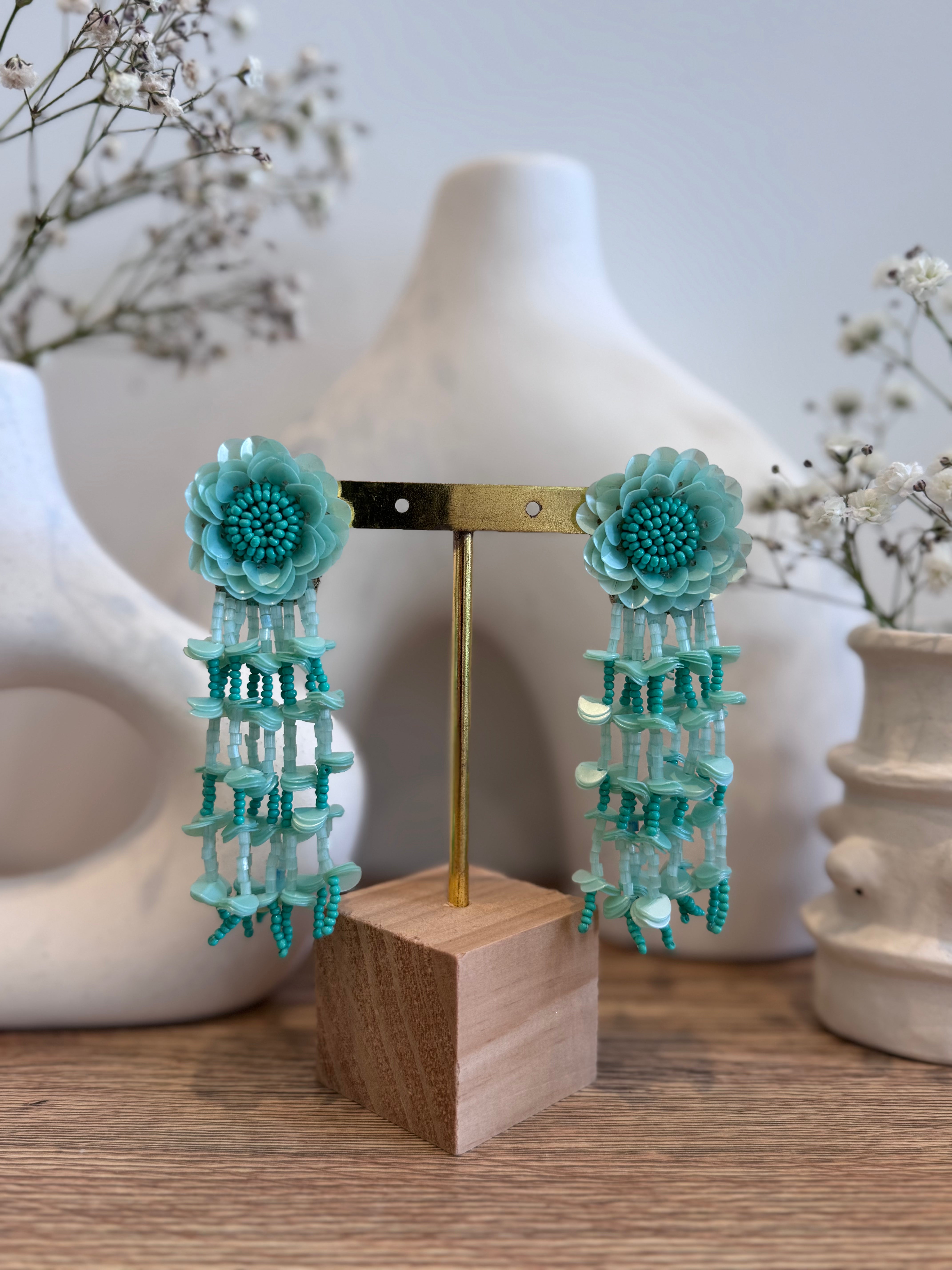 Boucles d'oreilles brodées Perlées Zoé