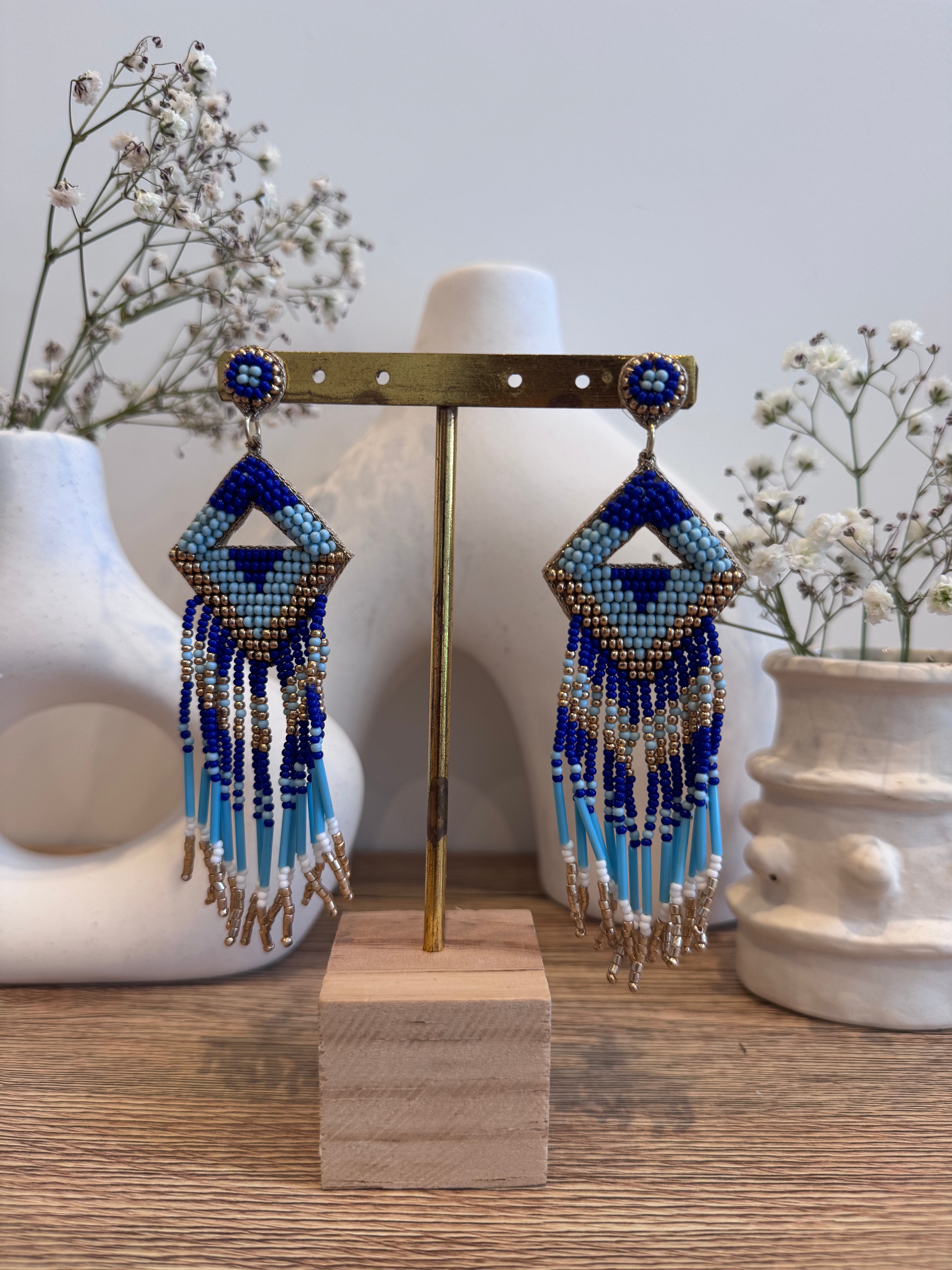 Boucles d'oreilles brodées Perlées ELISE