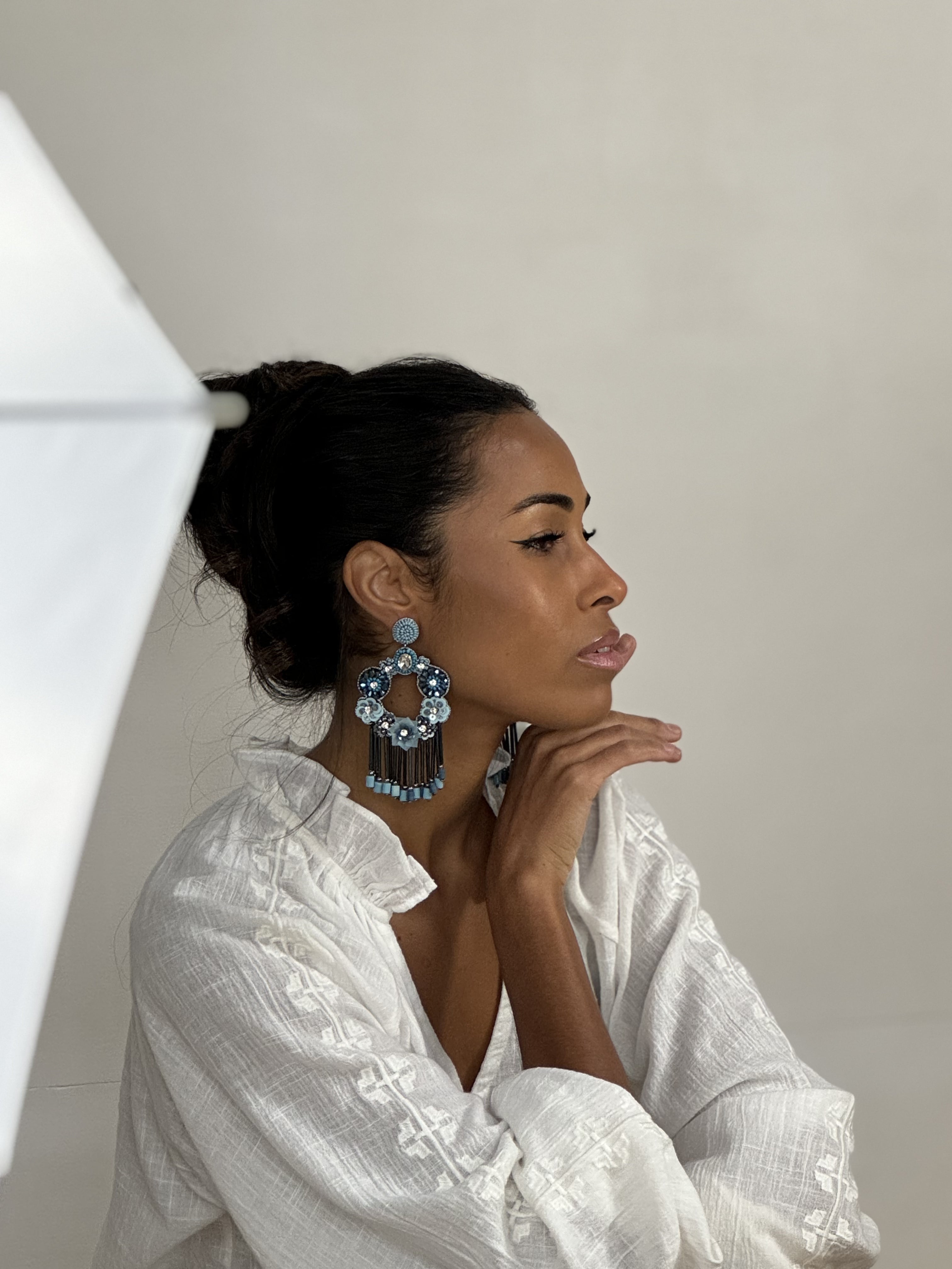 Boucles d'oreilles brodées Perlées Frida