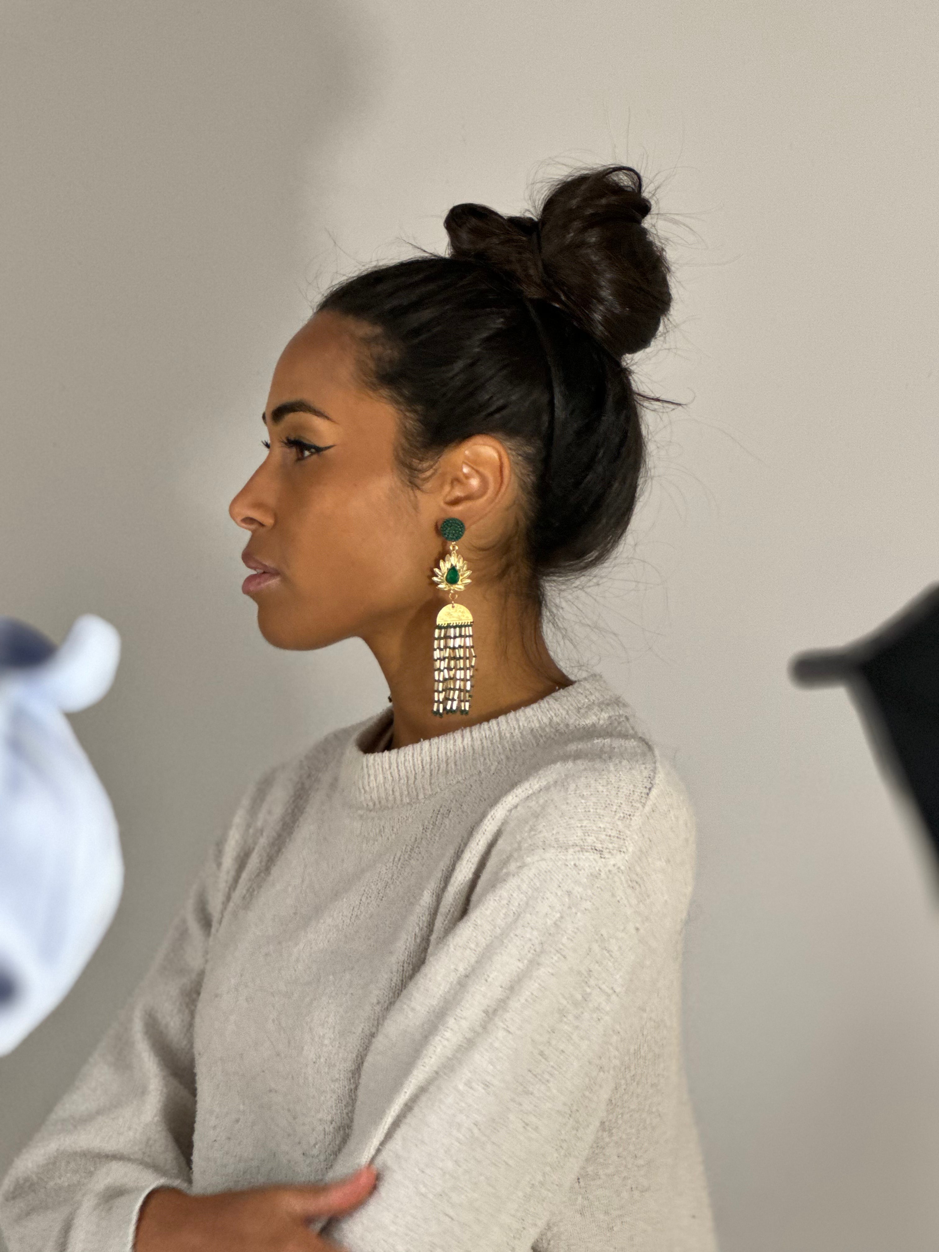 Boucles d'oreilles brodées Perlées Danaé