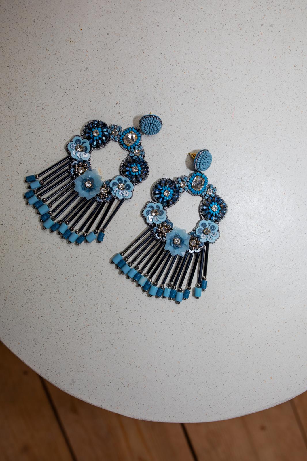 Boucles d'oreilles brodées Perlées Frida