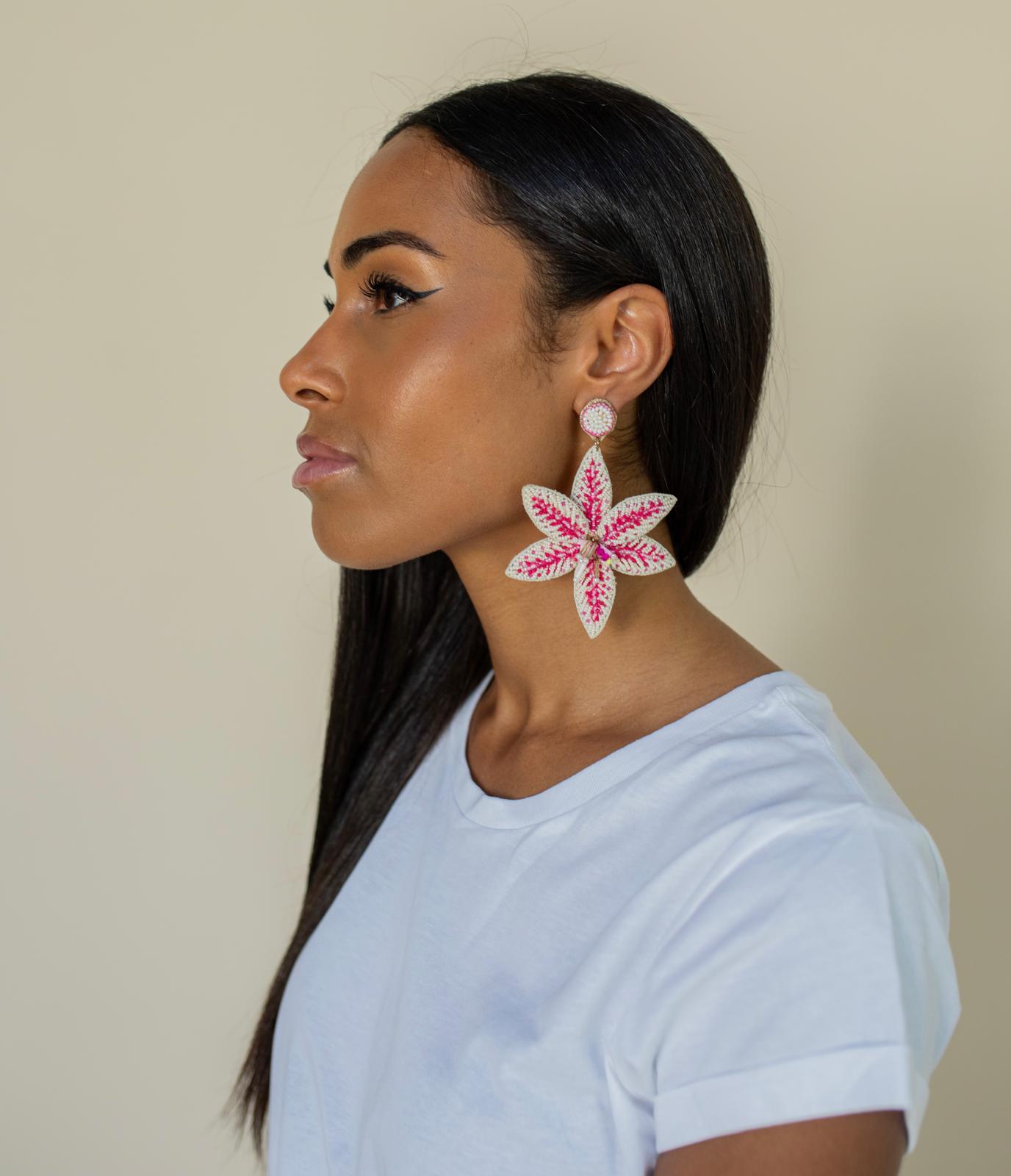 Boucles d'oreilles brodées Perlées AVA